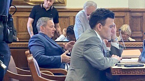 Former Trooper Christopher Baldner on Tuesday before Judge Rounds delivered his sentence of 2.5 to 7.5 years in prison for manslaughter and the death of 11-year-old Monica Goods.