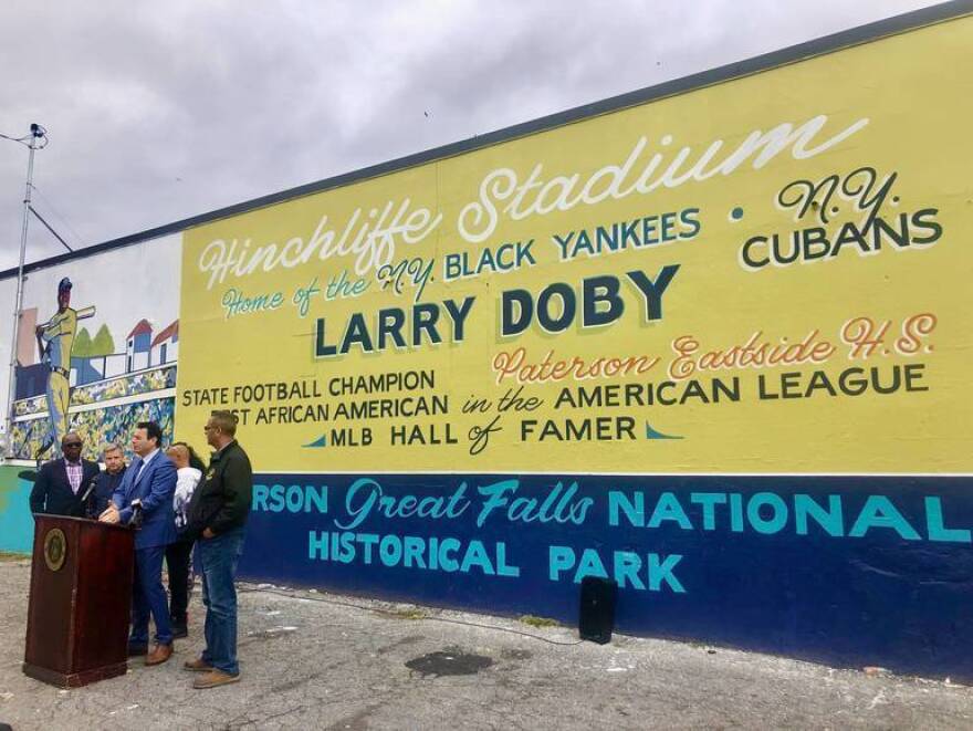 A mural outside of Hinchliffe Stadium