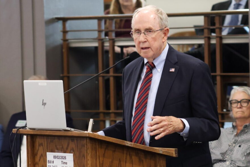 Mark Thompson, owner of H.A. Thompson & Sons, speaks during a legislative committee meeting on Sept. 2, 2026.
