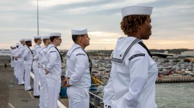 Sailors on board the USS Eisenhower leave Naval Station Norfolk. October 14, 2023. Department of Defense