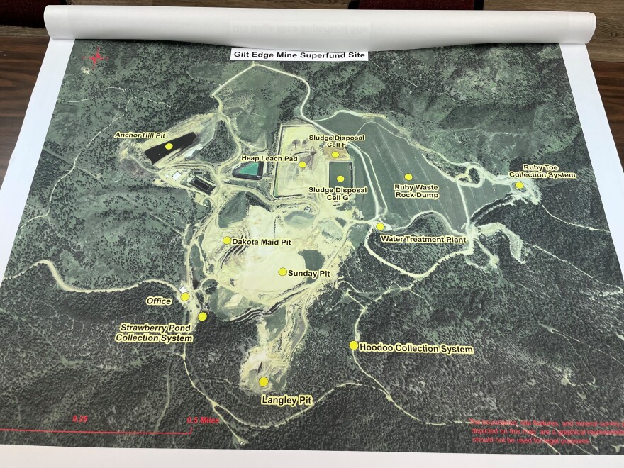 A map of the Gilt Edge Superfund site.