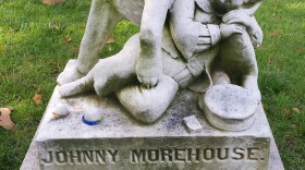 Johnny Morehouse's monument is one of the most iconic at Woodland Cemetery