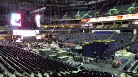 Reporters got a preview Wednesday of the arena as workers prepare for the DNC. Photo: Greg Collard