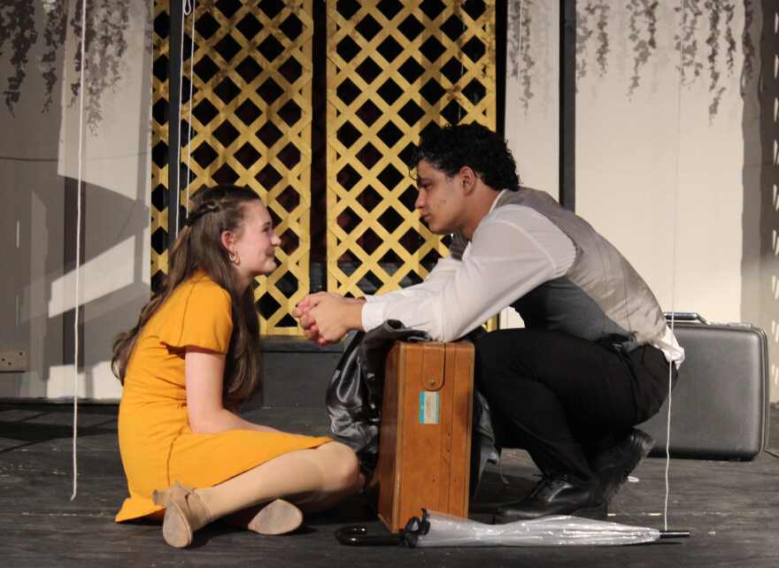 Ella Maas and Gabe Cruz play Eurydice and her father for Cypress Lake High in its production of Sarah Ruhl's 'Eurydice.'
