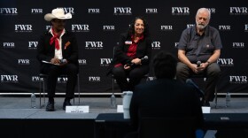 Rojo Meixueiro, Lisa J. Ventura and Tom Ware debate during an Arlington general election candidate forum for City Council District 4 at Tarrant County College Southeast Campus on April 16.