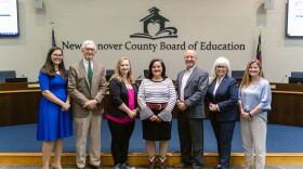NHC school board (left to right) Josie Barnhart, Hugh McManus, Stephanie Walker, Stephanie Kraybill, Pete Wildeboer, Pat Bradford, Melissa Mason