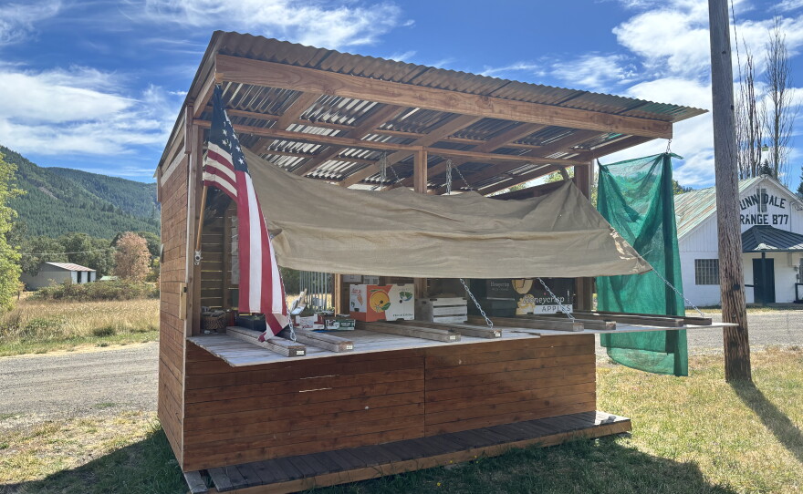 The farmstand, located at 5040 State Highway 38 Drain, Ore. Aug. 26, 2026