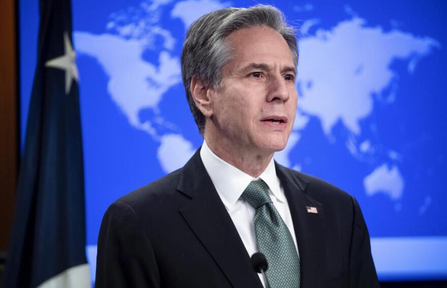 Secretary of State Antony Blinken speaks during a news conference Thursday, March 17, 2022, at the State Department in Washington.