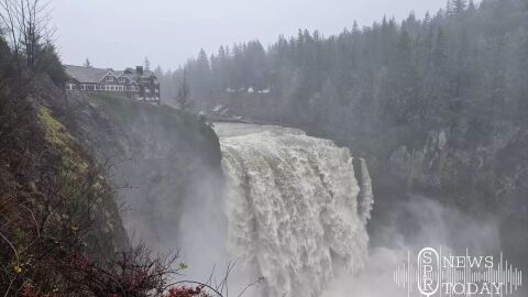 Snoqualmie Falls on Dec. 10, 2025. The Northwest has experienced heavy rainfall and western Washington has seen historic flooding in recent days after being hit by two atmospheric rivers.