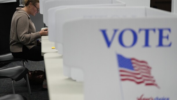 A female voter in Canton, North Carolina, casts her ballot on Election Day