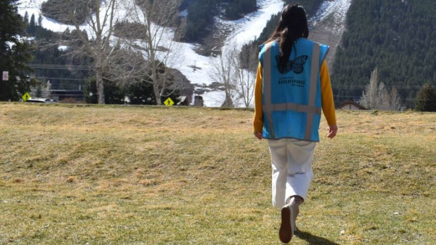 Teton Area Rapid Response Network’s trained volunteers wear blue vests to make their presence known as they work to verify federal enforcement activity around the Tetons.