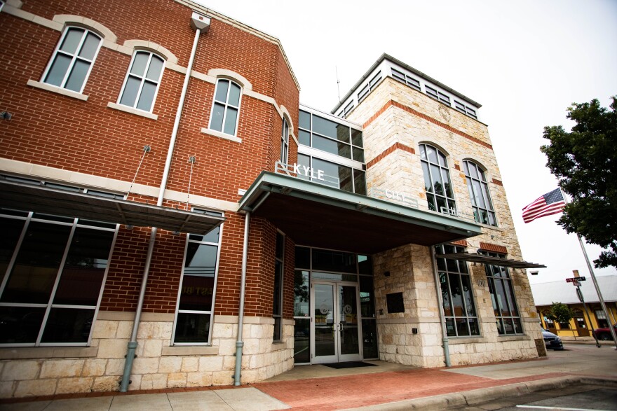 A photo of the exterior of Kyle City Hall. 