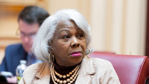 Virginia Senate President pro tempore Louise Lucas, D-Portsmouth, listens to debate on the Senate floor, Feb. 17, 2026, in Richmond, Va.