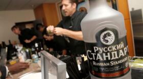 Russian Standard vodka, pictured here at a 2013 after party for the Los Angeles premiere of the film Blue Jasmine, is Russian-owned. A handful of governors have moved to ban the brand from liquor store shelves in their states.