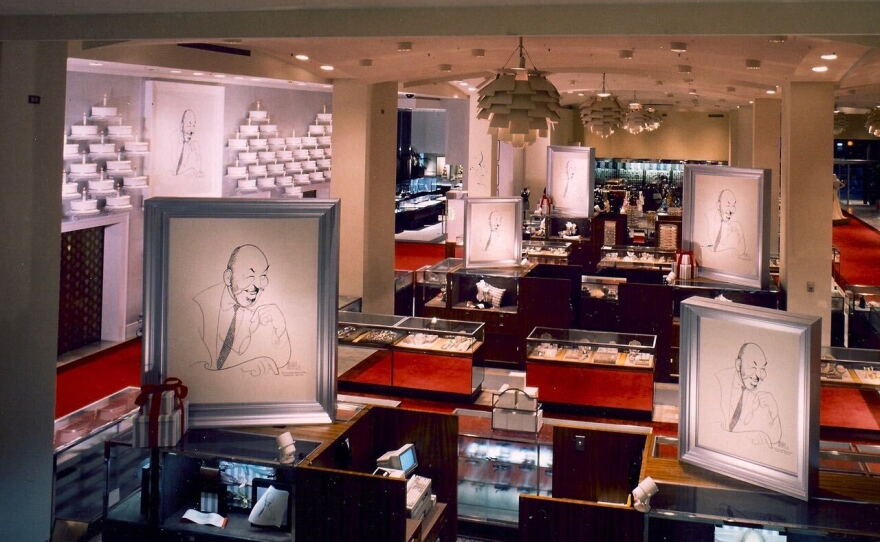 For Neiman's founder Stanley Marcus's 90th birthday party, Larry Leathers arranged 90 cakes on the walls around the elevators, each with their own candle.