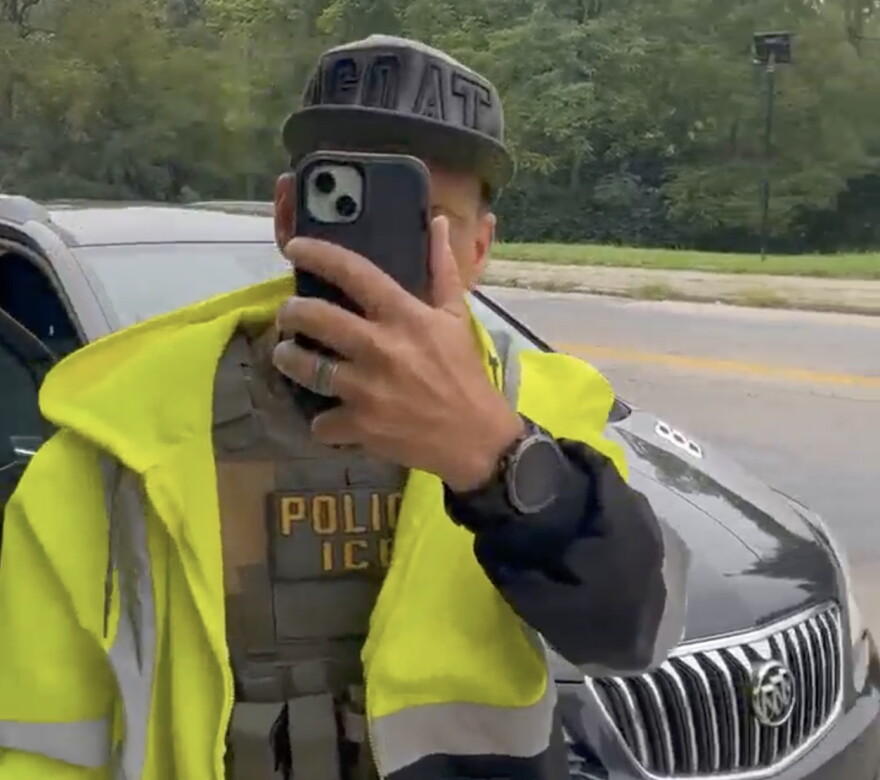 A new federal lawsuit claims ICE agents in Springfield have violated the First Amendment rights of observers. This image was taken from videos submitted as evidence in the case.