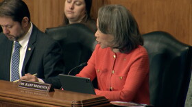 Senator Lisa Blunt Rochester in a meeting of the Senate Banking, Housing, and Urban Affairs Committee in July 2025.