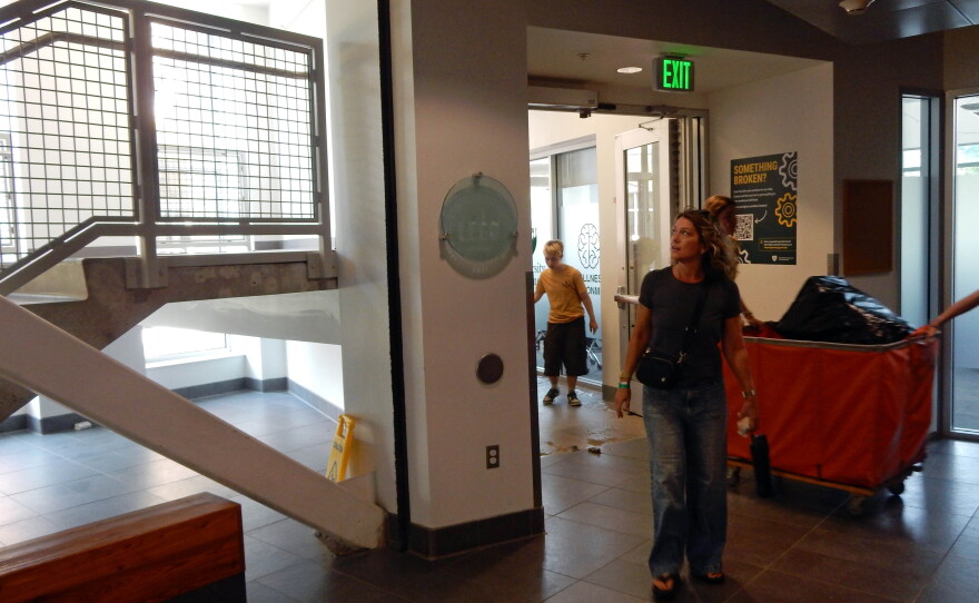 inside the lobby of the Central Campus Residence Hall