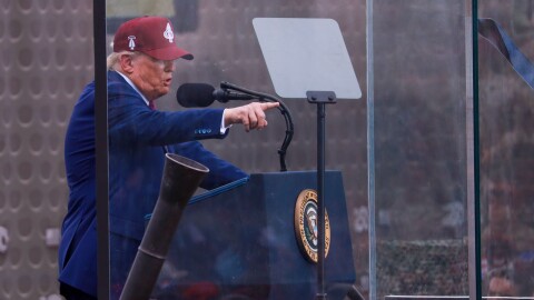 President Donald J. Trump , speaking at Fort Bragg, N.C. June 10, announced his Administration is restoring the former names of bases that originally honored Confederate soldiers.