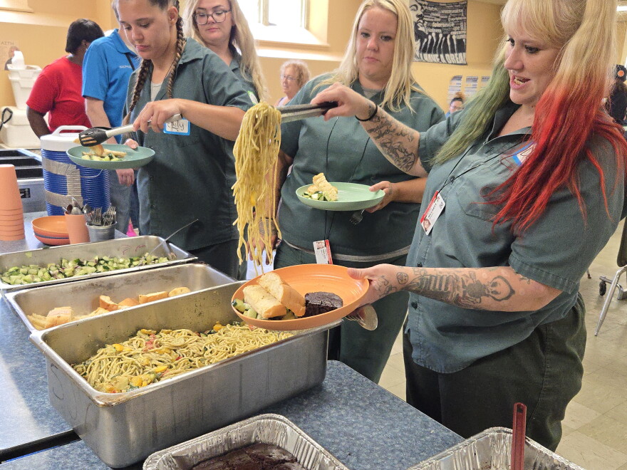 Today's main course is pasta primavera with a creative pesto sauce and lots of veggies.