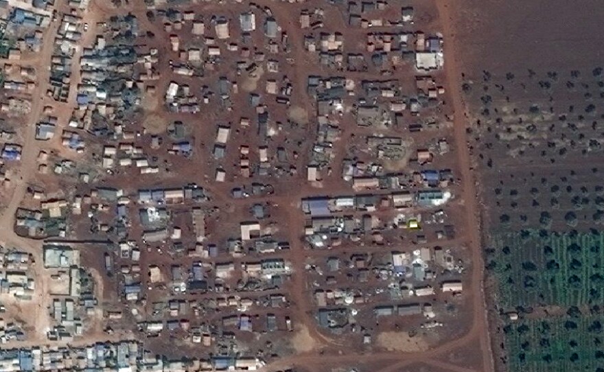 The same camp in Idlib showed signs of growth by September 2018.