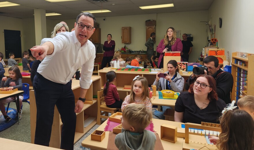 "So me, that guy, that guy over there, and a whole bunch of folks here, we just want to make sure that kids like you have wonderful places like this to go every day," Gov. Josh Shapiro told the students. "Does that sound good?"