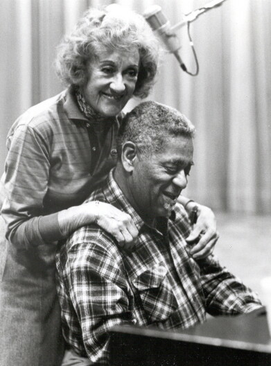 Marian McPartland and and Dizzy Gillespie during a recording session for "Marian McPartland's Piano Jazz."