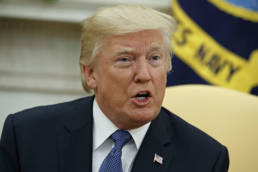 President Donald Trump speaks during a meeting in the Oval Office of the White House, Tuesday, Oct. 10, 2017, in Washington. (Evan Vucci/AP)