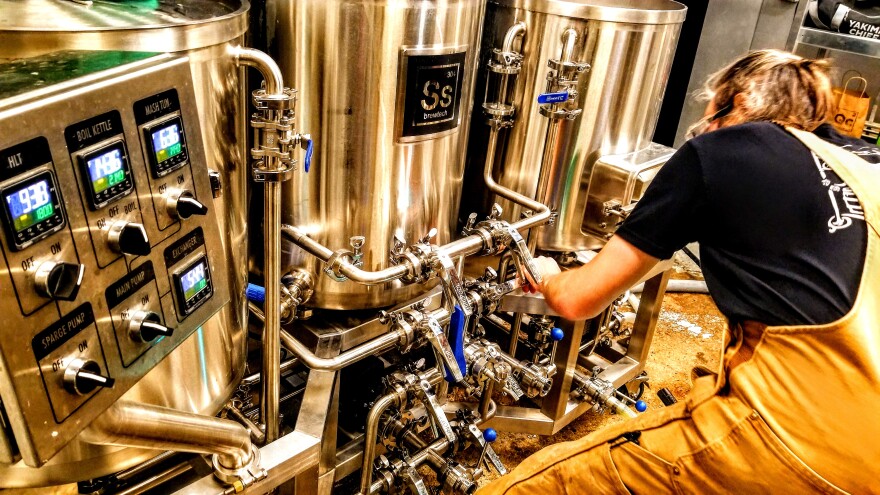 KITna head brewer, Adrian Beck-Oliver, works on an experimental batch of lager.