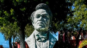 Photo description: A bust of General Buddhoe, located in Buddhoe Park in Frederiksted.