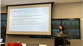 Margaret Hinson, director of the International Rescue Committee in Spokane, presents the statistics she could find on who may lose healthcare coverage after H.R. 1’s refugee federal Medicaid policy changes to take effect Oct. 1.