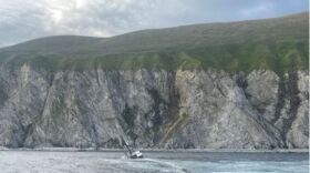 The Challenger capsizing after striking a submerged rock off the coast of Alaska. (Alward Fisheries, via the NTSB’s website)