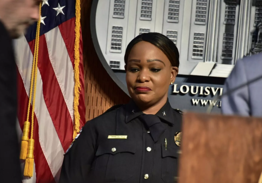 Louisville Metro Police Department Chief Jacquelyn Gwinn-Villaroel provided updates at a news conference Tuesday.