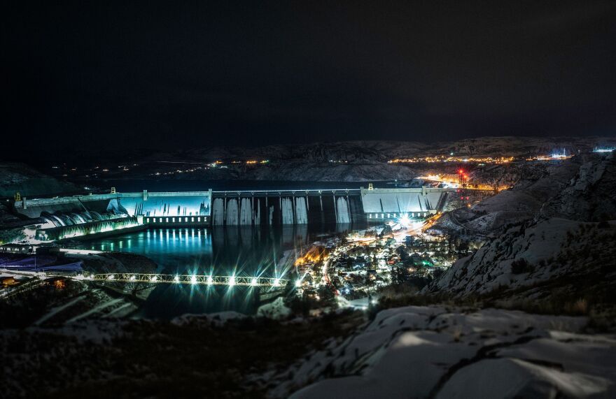 The Town of Grand Coulee, just upstream from the Grand Coulee Dam, is one of the communities in Cascadia most vulnerable to the climate-change triple threat of flooding, willdfire and dangerous heat waves, according to research commissioned by InvestigateWest.