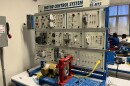 A lab setting of a motor control system at Heartland Community College.