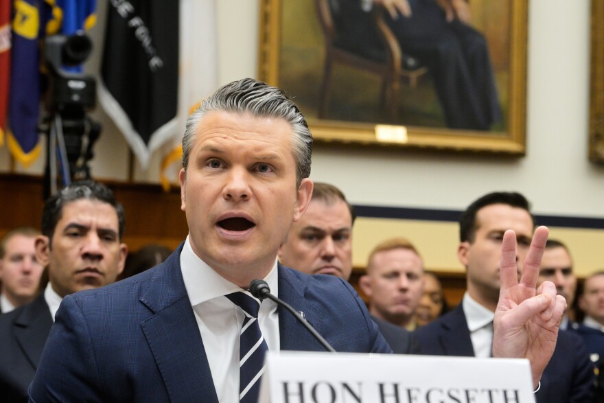 Secretary of Defense Pete Hegseth appears before a House Committee on Armed Services business meeting on the Department of Defense Fiscal Year 2027 on Capitol Hill, Wednesday, April 29, 2026, in Washington.
