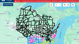 The black is consider "Travel Not Advised" the WisDOT 511 Wisconsin map.