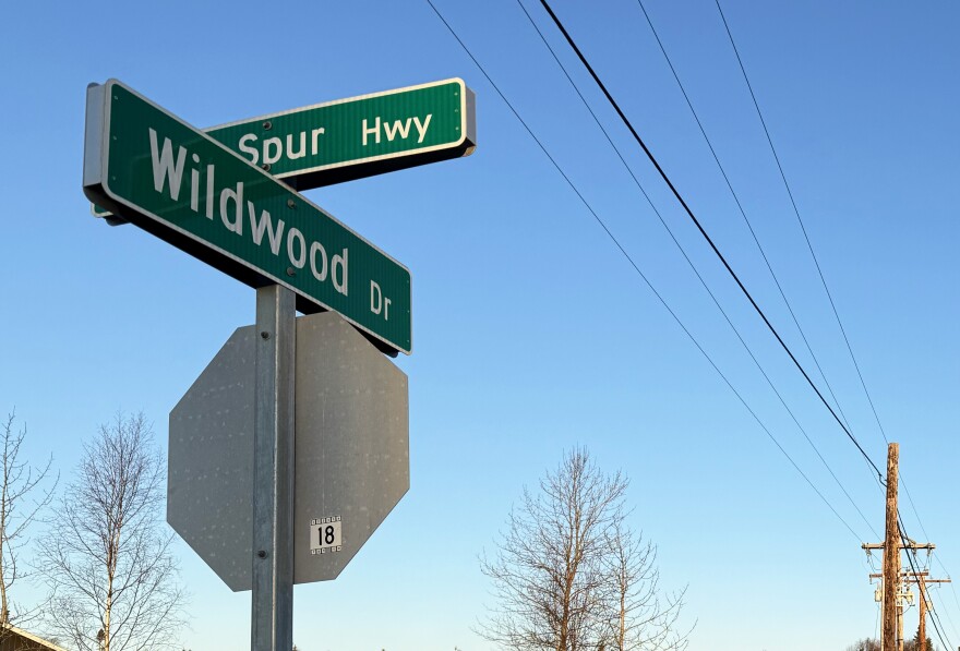 The sun sets on Wildwood Drive on Wednesday, Dec. 17, 2026 in Kenai, Alaska.