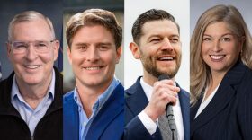 Secretary of state candidates, from left: Independent Greg Ballard, Democrat Beau Bayh, Republican Max Engling and Libertarian Lauri Shillings.