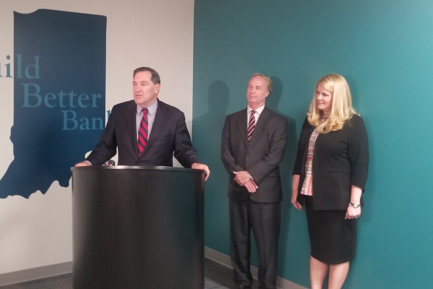 U.S. Sen. Joe Donnelly (D-Ind.) touts federal legislation that would rollback Dodd-Frank banking regulations for community banks and credit unions.