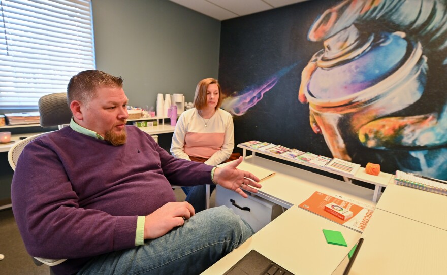 Project Director John Wasp and his wife Diane Wasp, a counselor discuss the teen counseling center NextGen in Dickson City.