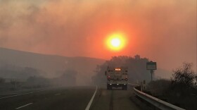 Firefighters near Refugio State Beach trying to protect structures from the Alisal wildfire