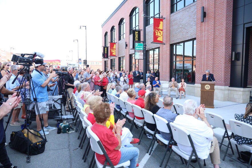 Distinguished guests, city and regional leaders and area residents celebrated the opening of the new home for the Kelce College of Business on Aug. 11 2026.