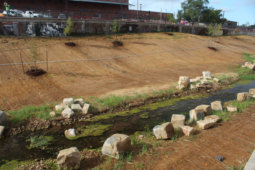 Jordan Creek in downtown Springfield that is part of Renew Jordan Creek, a daylighting project by the City of Springfield, Mo. (Photo taken September 11, 2026)