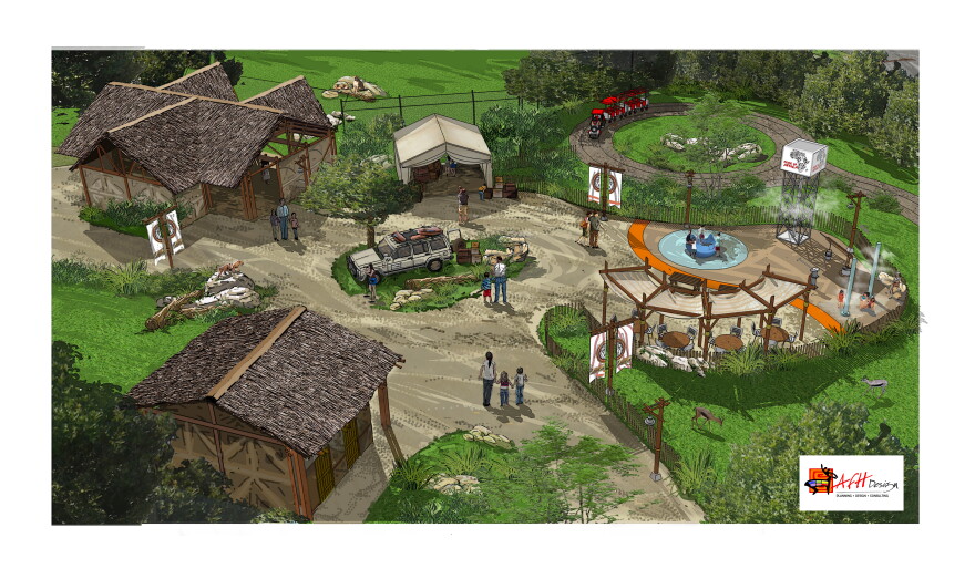 This rendering shows the Akron Zoo's planned Pride of Africa area, slated to open next year.