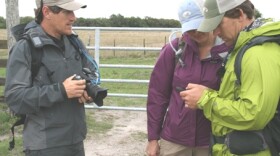 Expedition members Carlton Ward, left, Mallory Lykes Dimmitt and Joe Guthrie in March