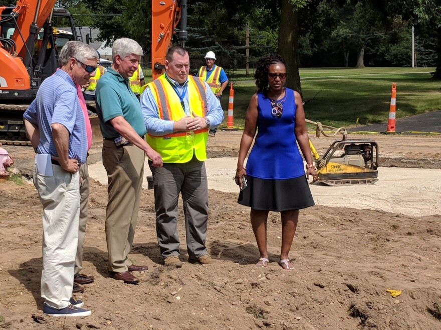 Governor Rick Snyder on construction site