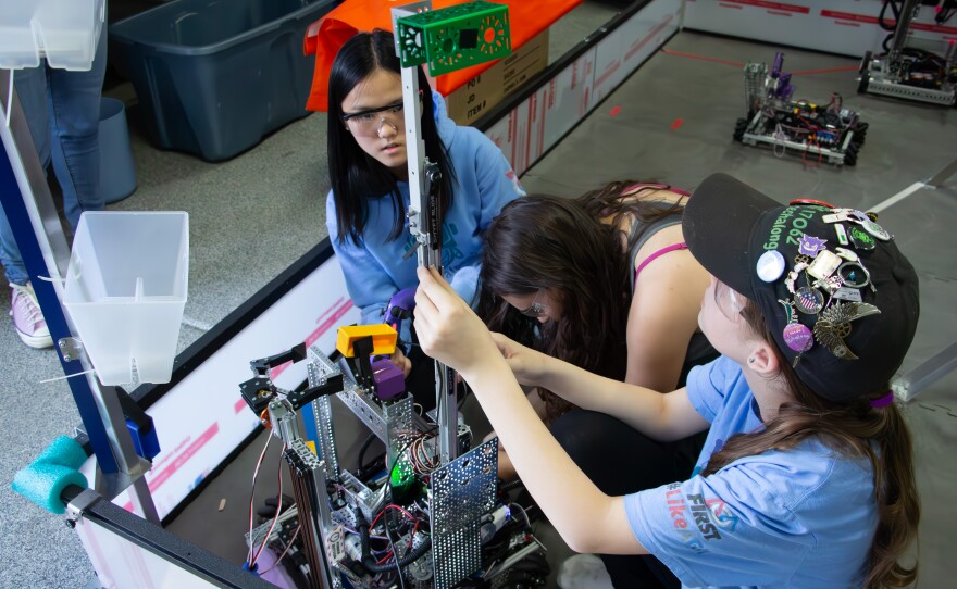 The Techalongs robotics team practices in the garage of one of the coaches' homes, unlike most Arizona teams that are based out of schools.