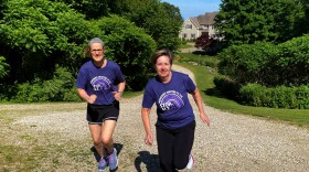 Lauralee Denler (at right), 60, of Old Saybrook, is training for a 5K with her wife Tara Milardo, to raise funds for the Alzheimer's Association. Denler was diagnosed with early onset Alzheimer's in 2023.
