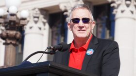 Former Bixby Public Schools Superintendent Rob Miller speaks outside the state Capitol for a Public Schools Day rally on Feb. 25, 2025,